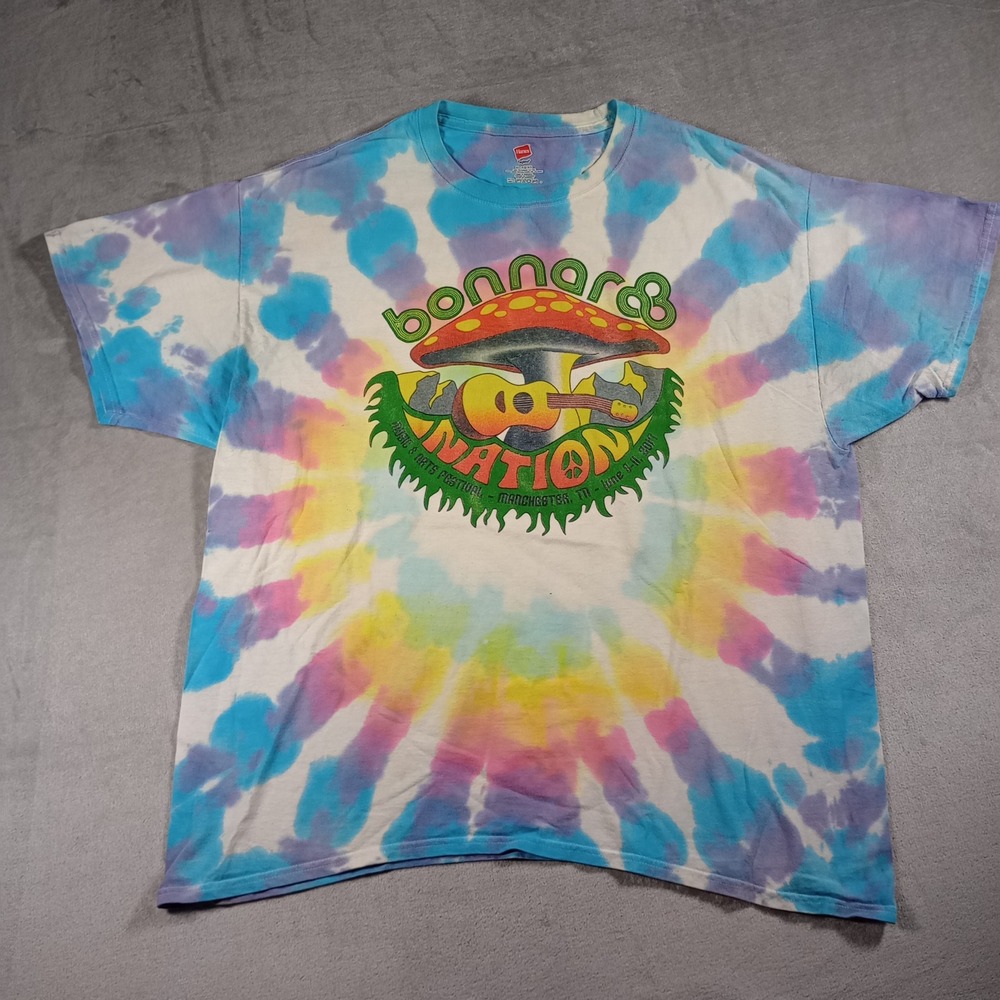 Hanes Bonnaroo 2017 Festival Shirt Mens XL Tie Dye Mushroom Graphic Tour Tee